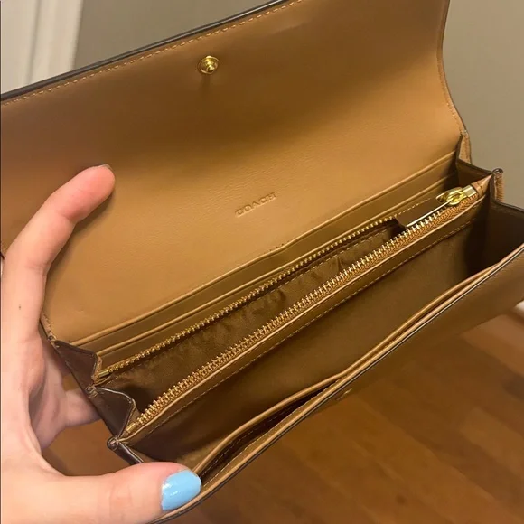 COACH Saffiano leather continental flap wallet toffee - Picture 5 of 5